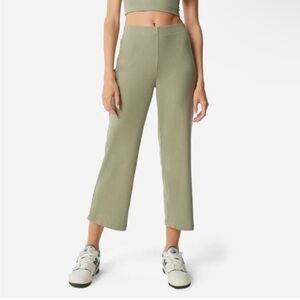 NWT MATE The Label Tencel Ribbed Wide Leg Cropped Pant Sage Green Size Small